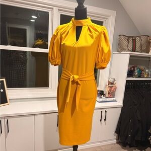 New York & Company Orange Midi Dress